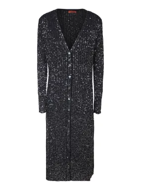 Metallic-threading black cardigan