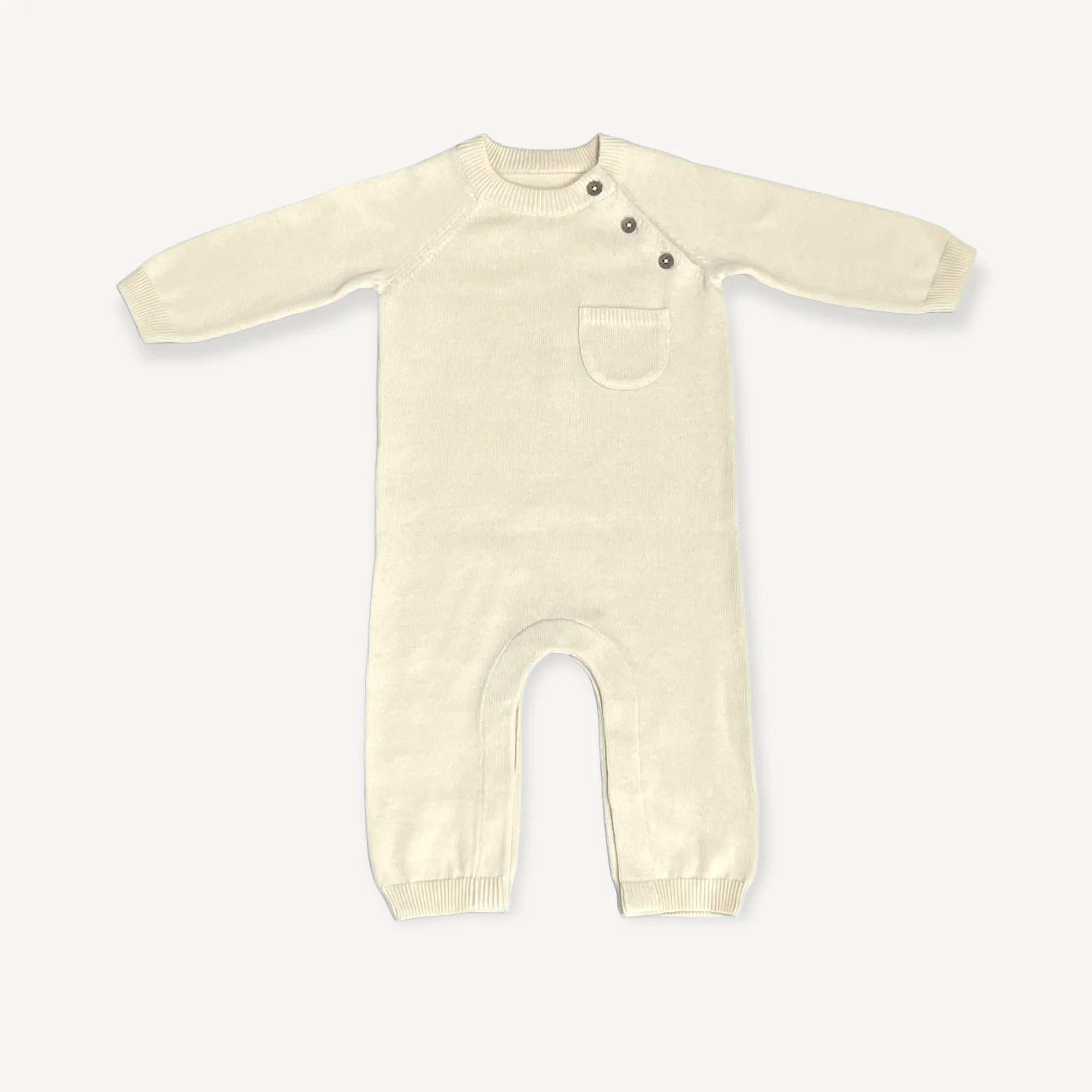 Milan Side Button & Pocket Knit Baby Jumpsuit (Organic Cotton) - 3 Colors