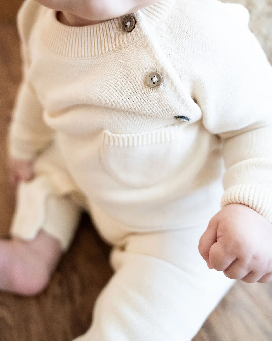Milan Side Button & Pocket Knit Baby Jumpsuit (Organic Cotton) - 3 Colors