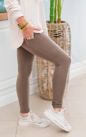 MONO B Micro-Ribbed Swoop Back High-Waisted Pocket Leggings - Final Sale