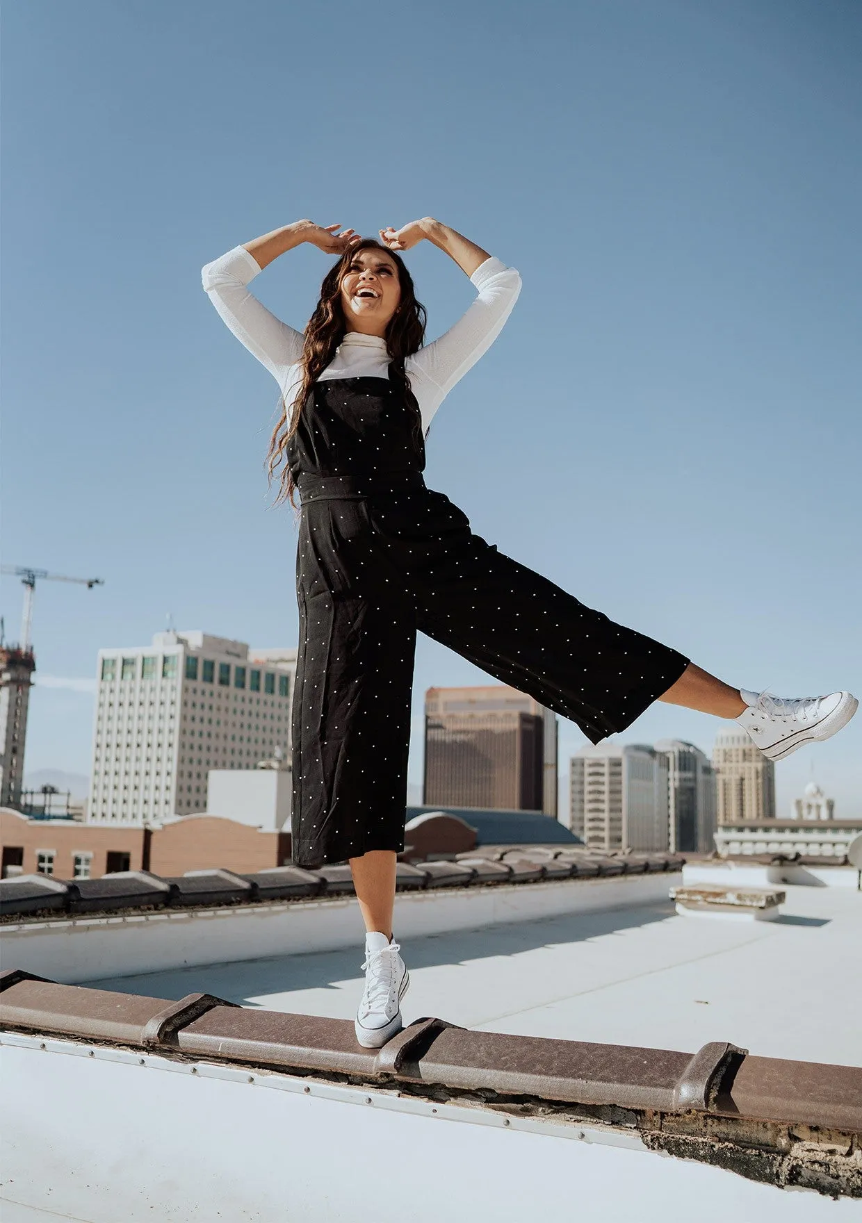 Polka Dot Apron Front Jumpsuit