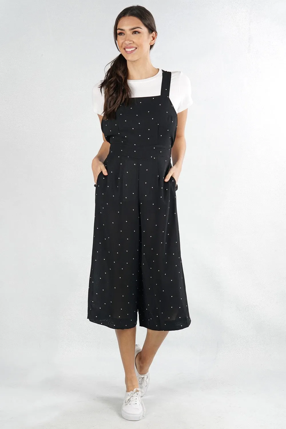 Polka Dot Apron Front Jumpsuit