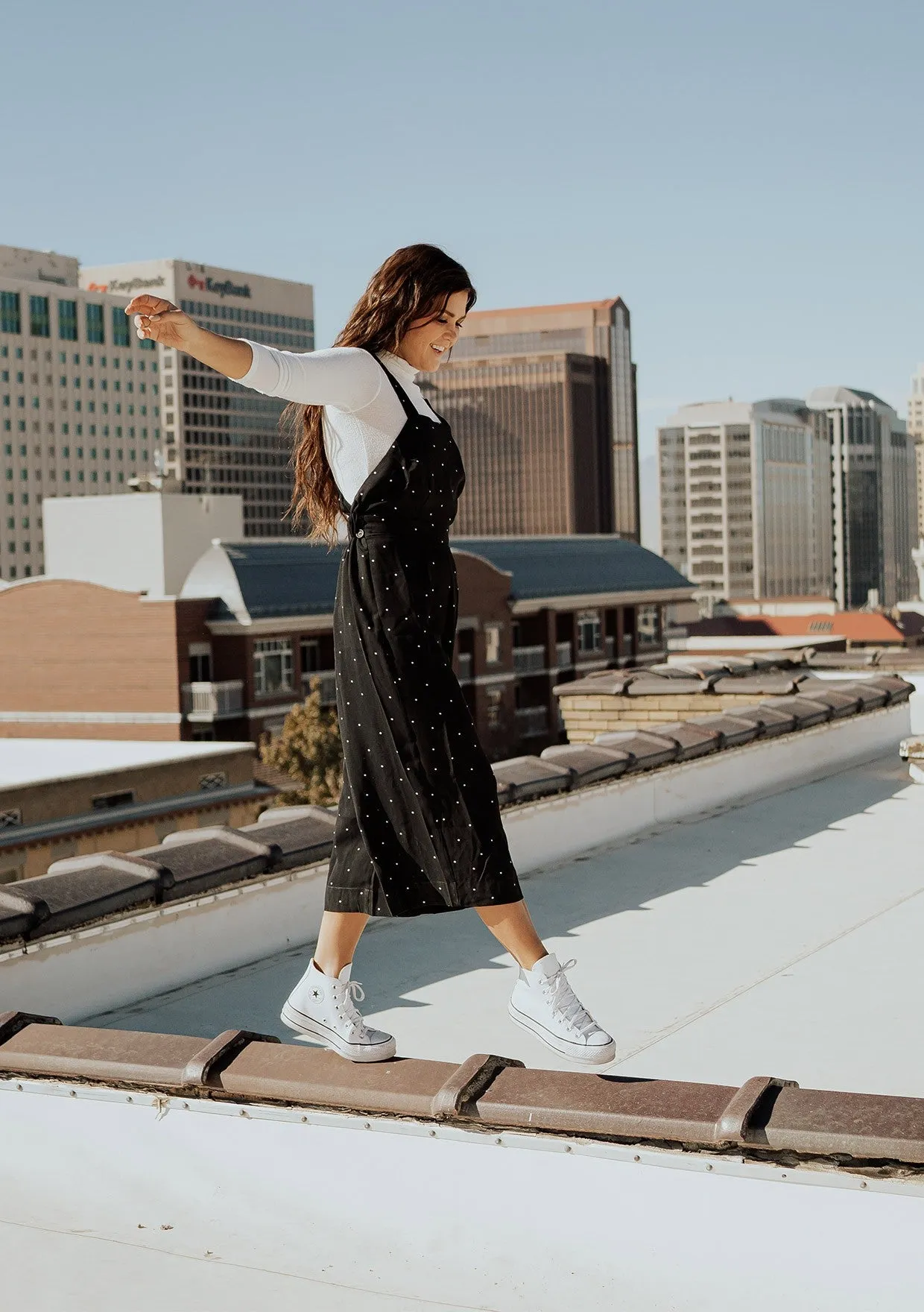 Polka Dot Apron Front Jumpsuit