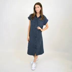 RD AIRA BUBBLE GAUZE DOLMAN SHORT SLEEVE SHIRT DRESS
