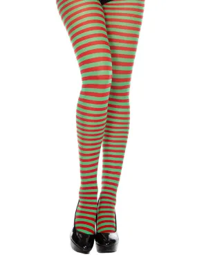 Red and Green Striped Tights