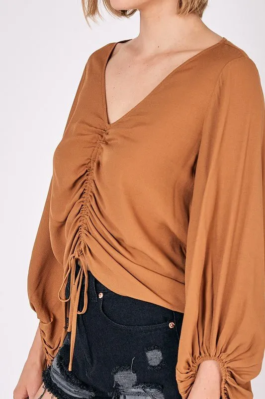 Ruched Tie Front Crop Top