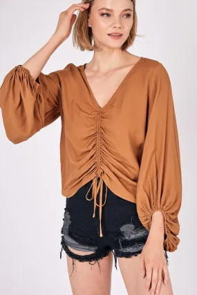 Ruched Tie Front Crop Top
