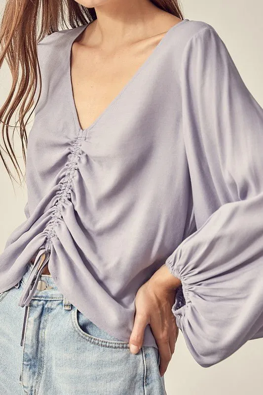 Ruched Tie Front Crop Top
