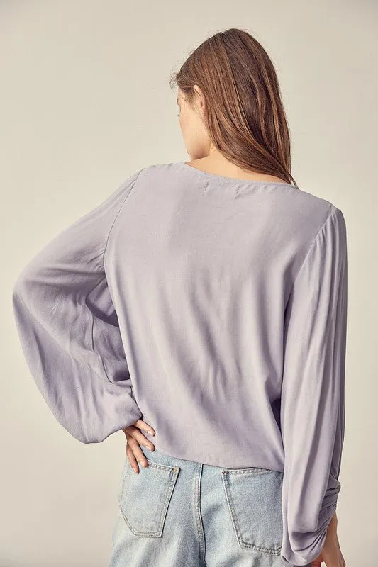 Ruched Tie Front Crop Top