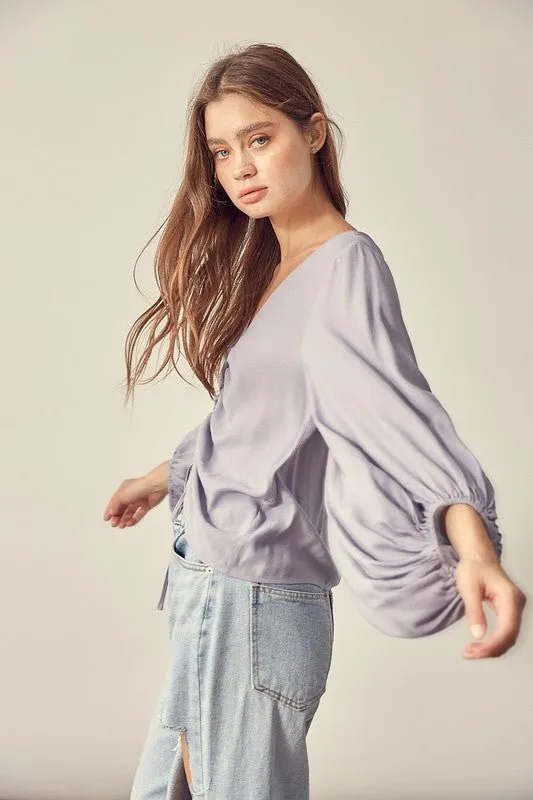 Ruched Tie Front Crop Top