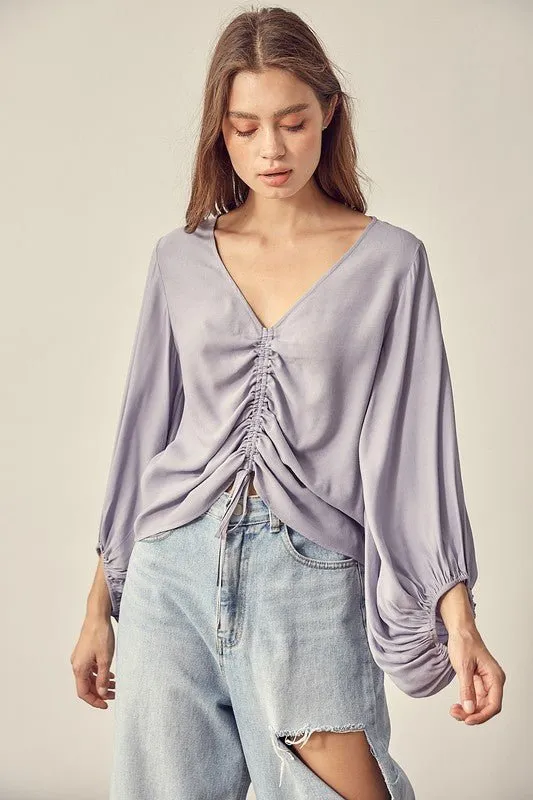 Ruched Tie Front Crop Top