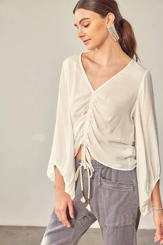 Ruched Tie Front Crop Top