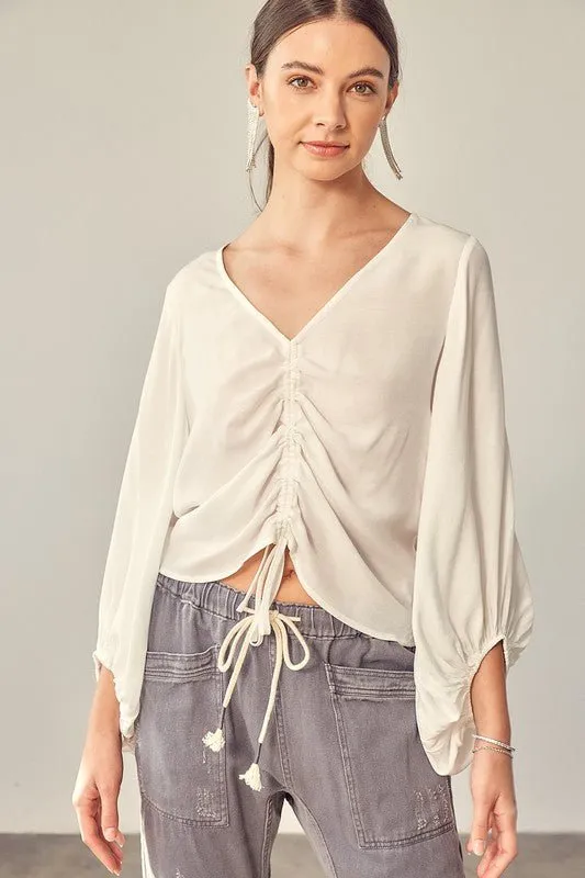 Ruched Tie Front Crop Top
