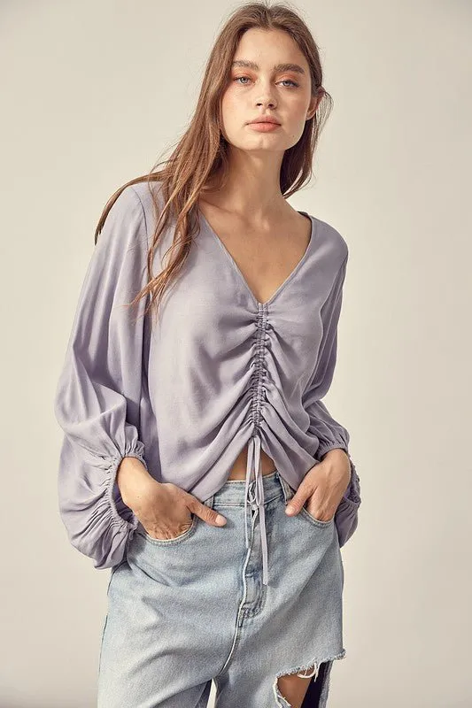 Ruched Tie Front Crop Top