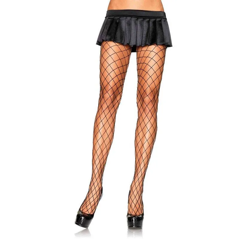 Spandex Diamond Panty Hose - One Size - Black
