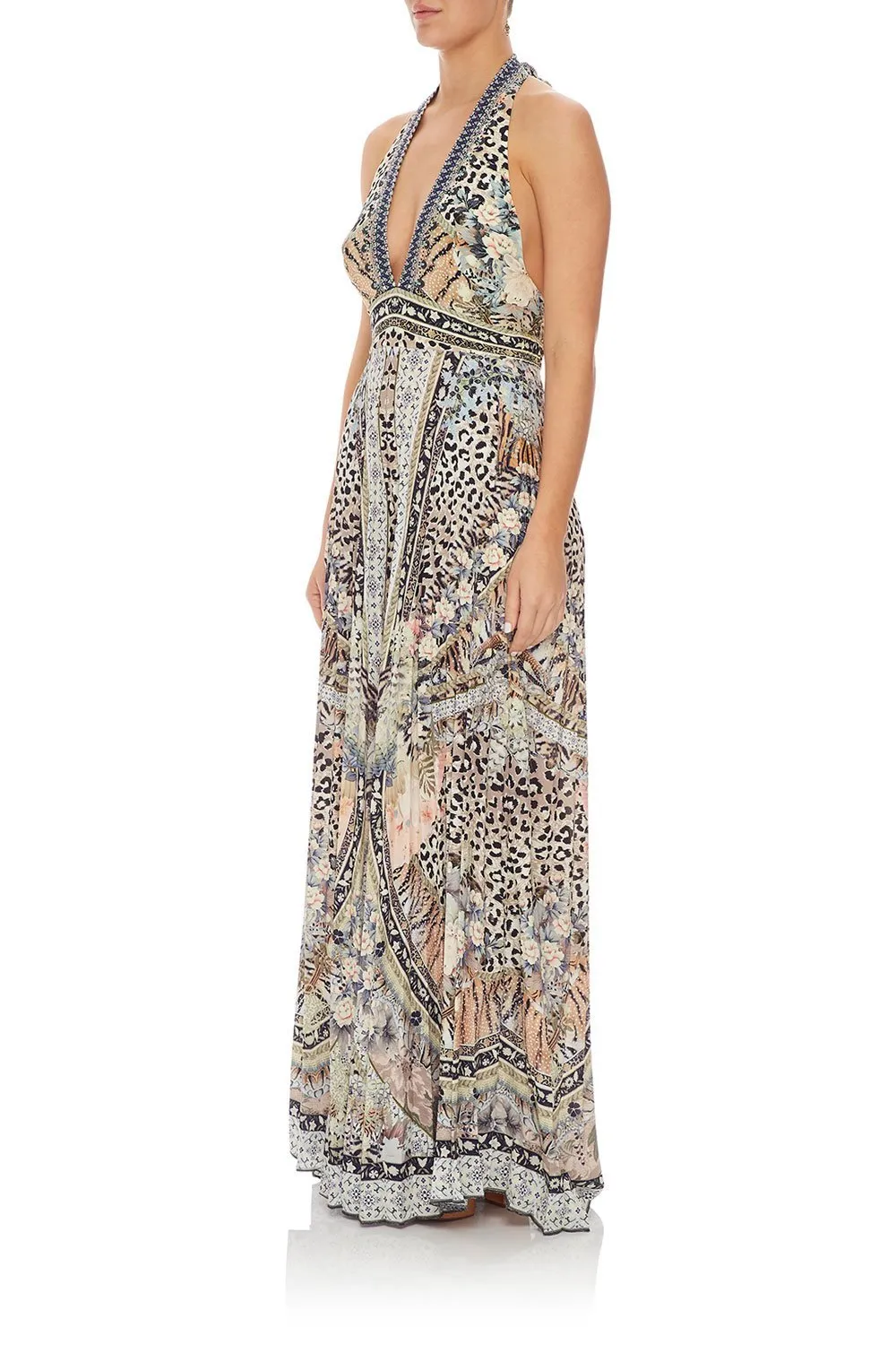 TIE NECK HALTER JUMPSUIT MOTO MAIKO