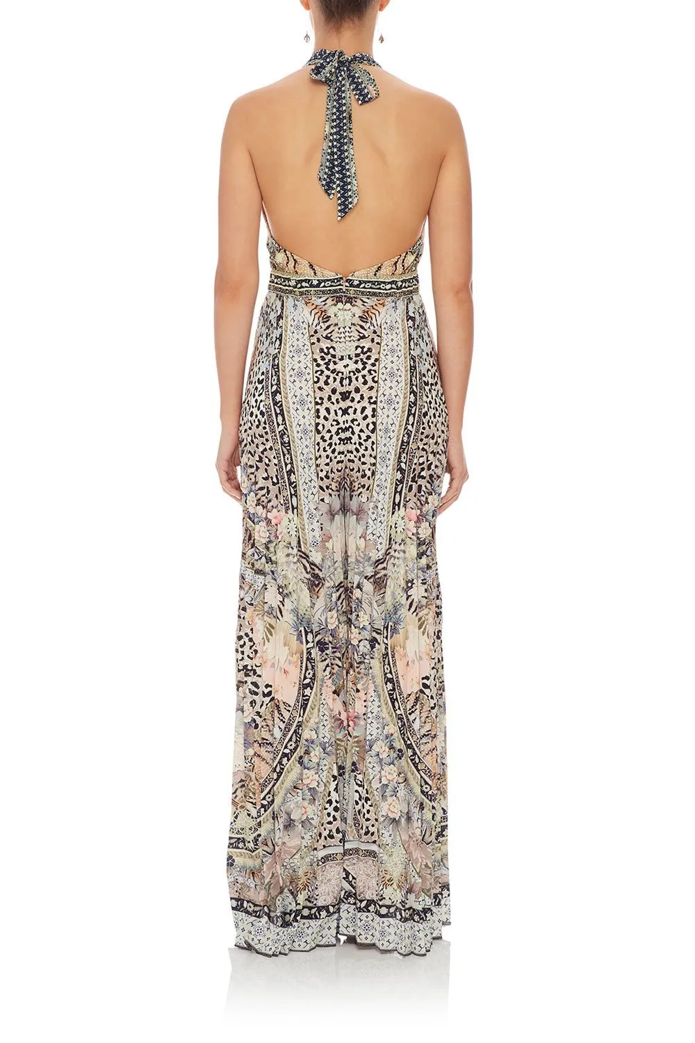 TIE NECK HALTER JUMPSUIT MOTO MAIKO