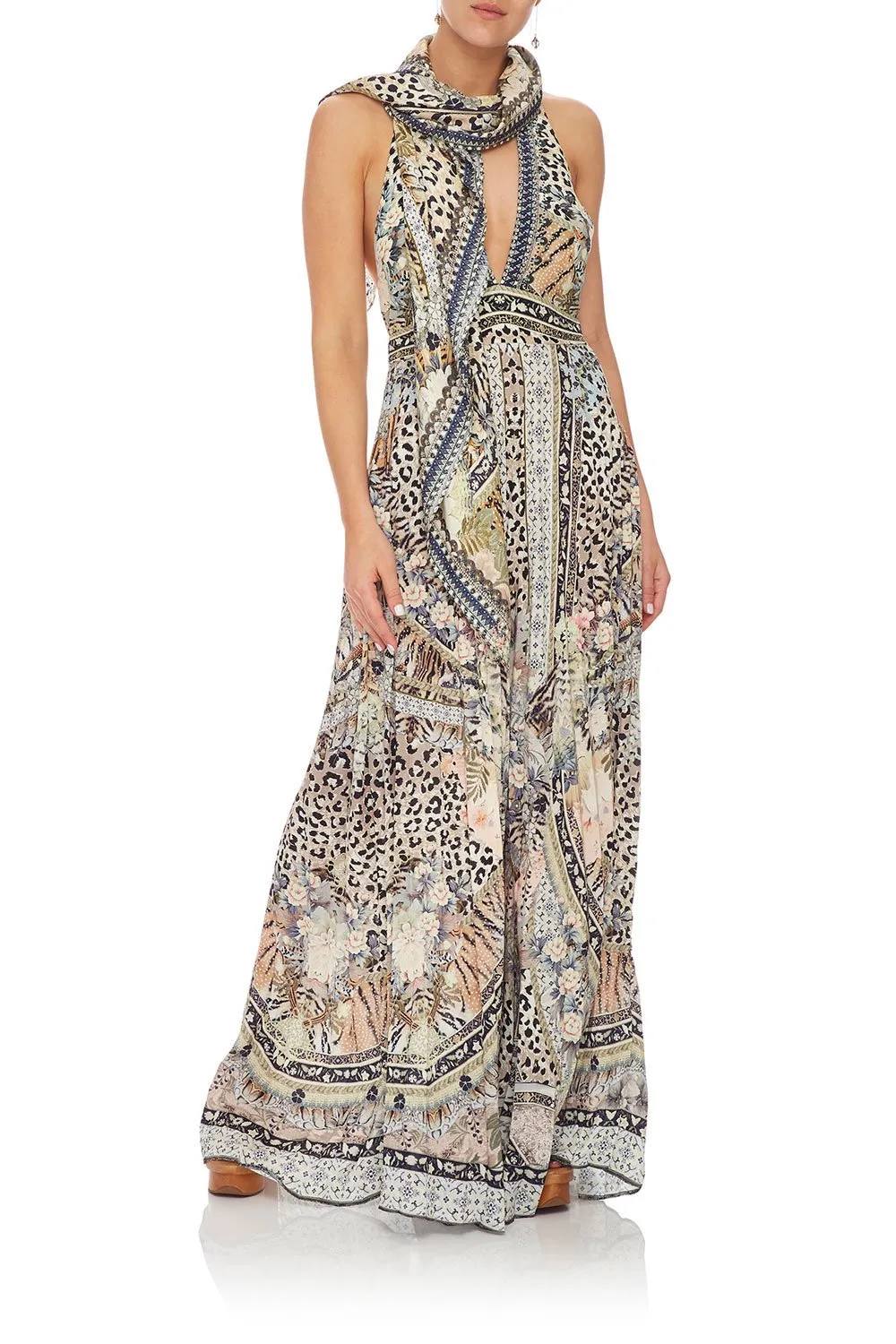 TIE NECK HALTER JUMPSUIT MOTO MAIKO