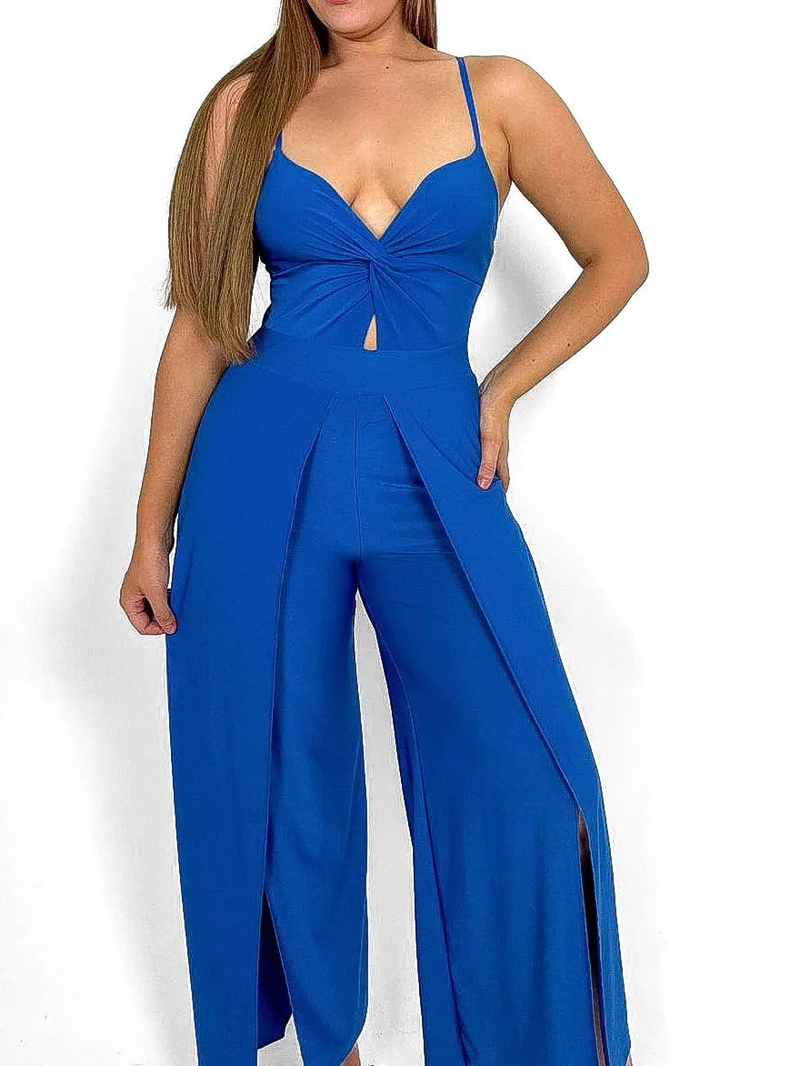 Twist Front Split Leg Jumpsuit