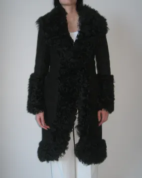 Vintage Black Shearling Coat