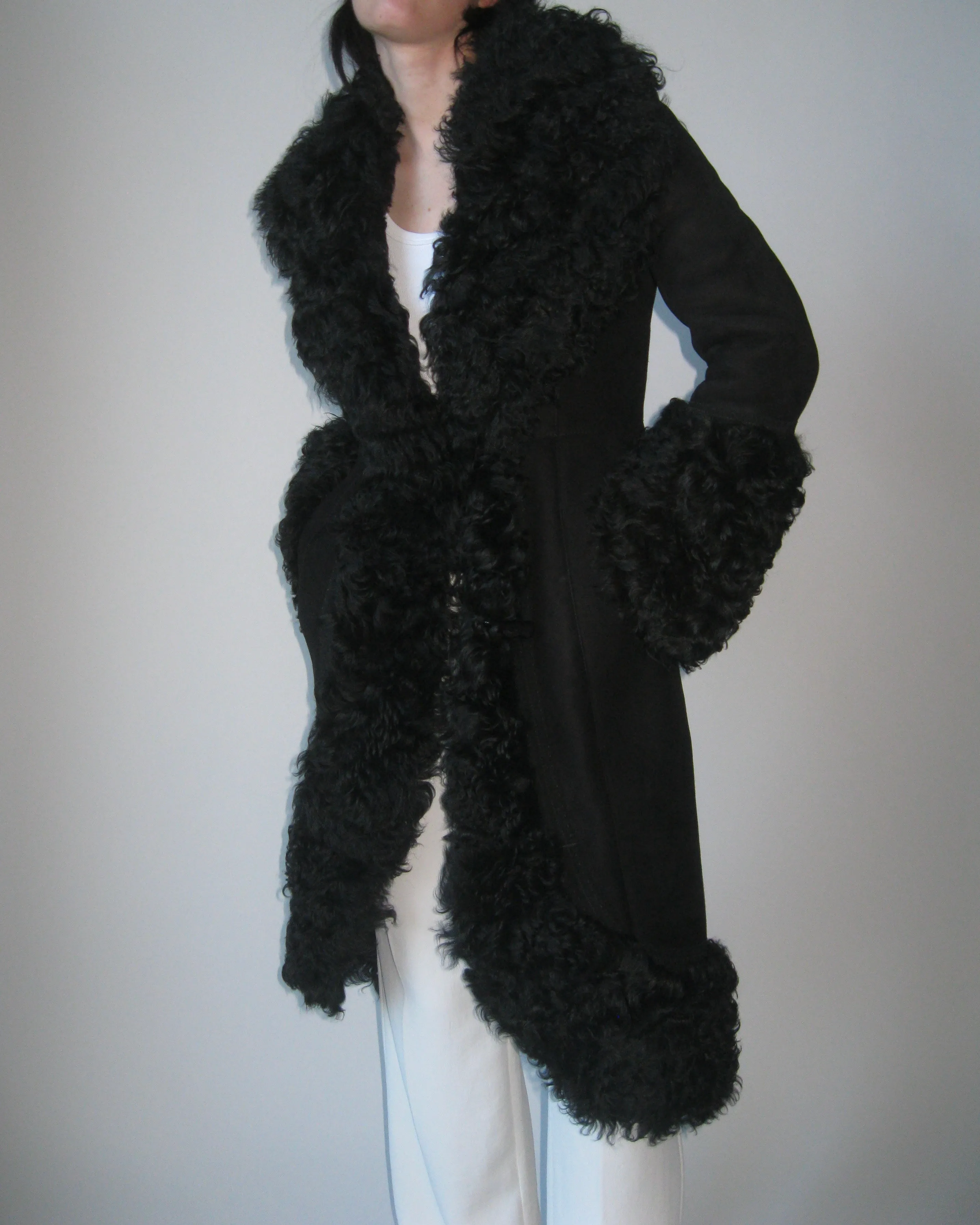 Vintage Black Shearling Coat