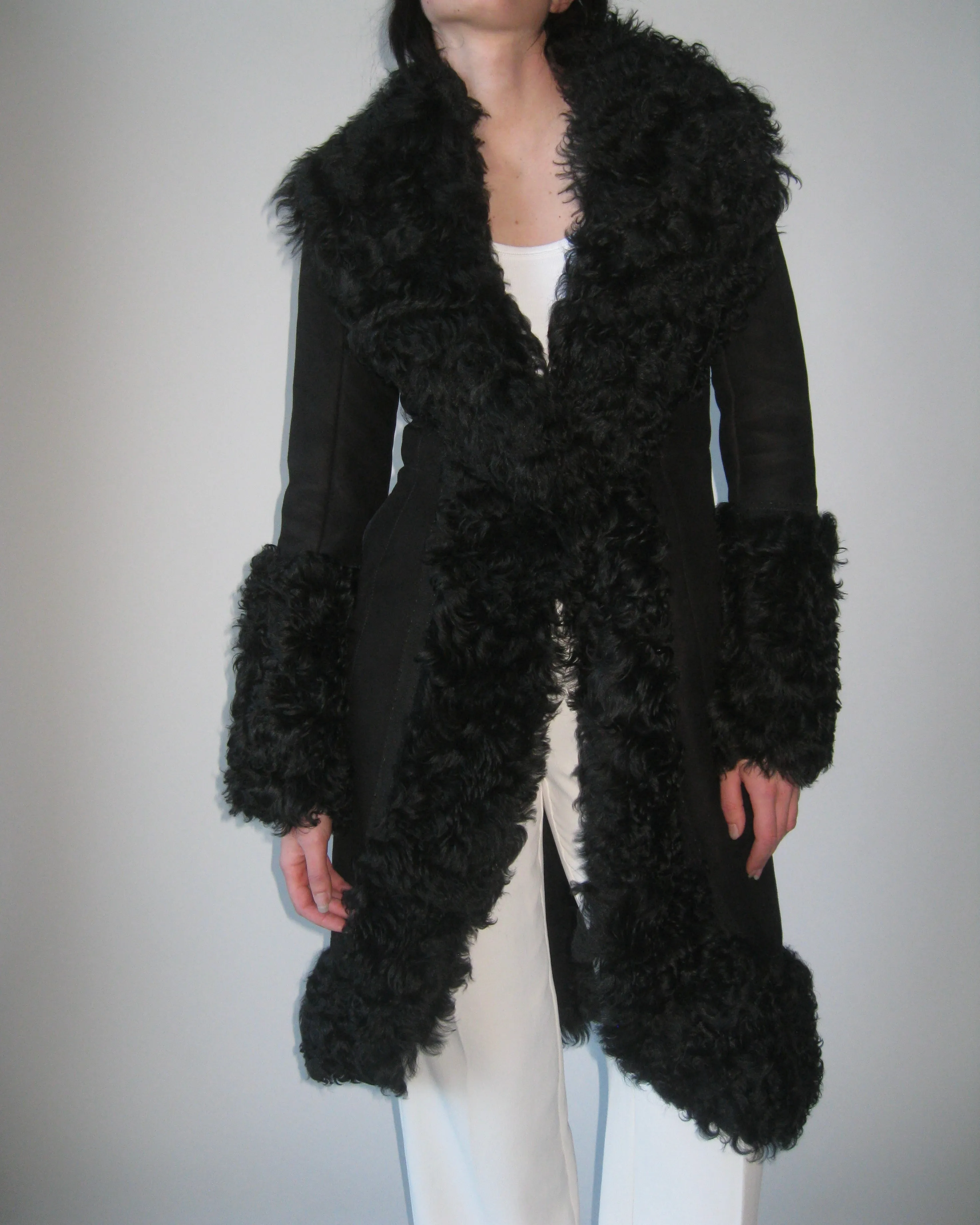 Vintage Black Shearling Coat