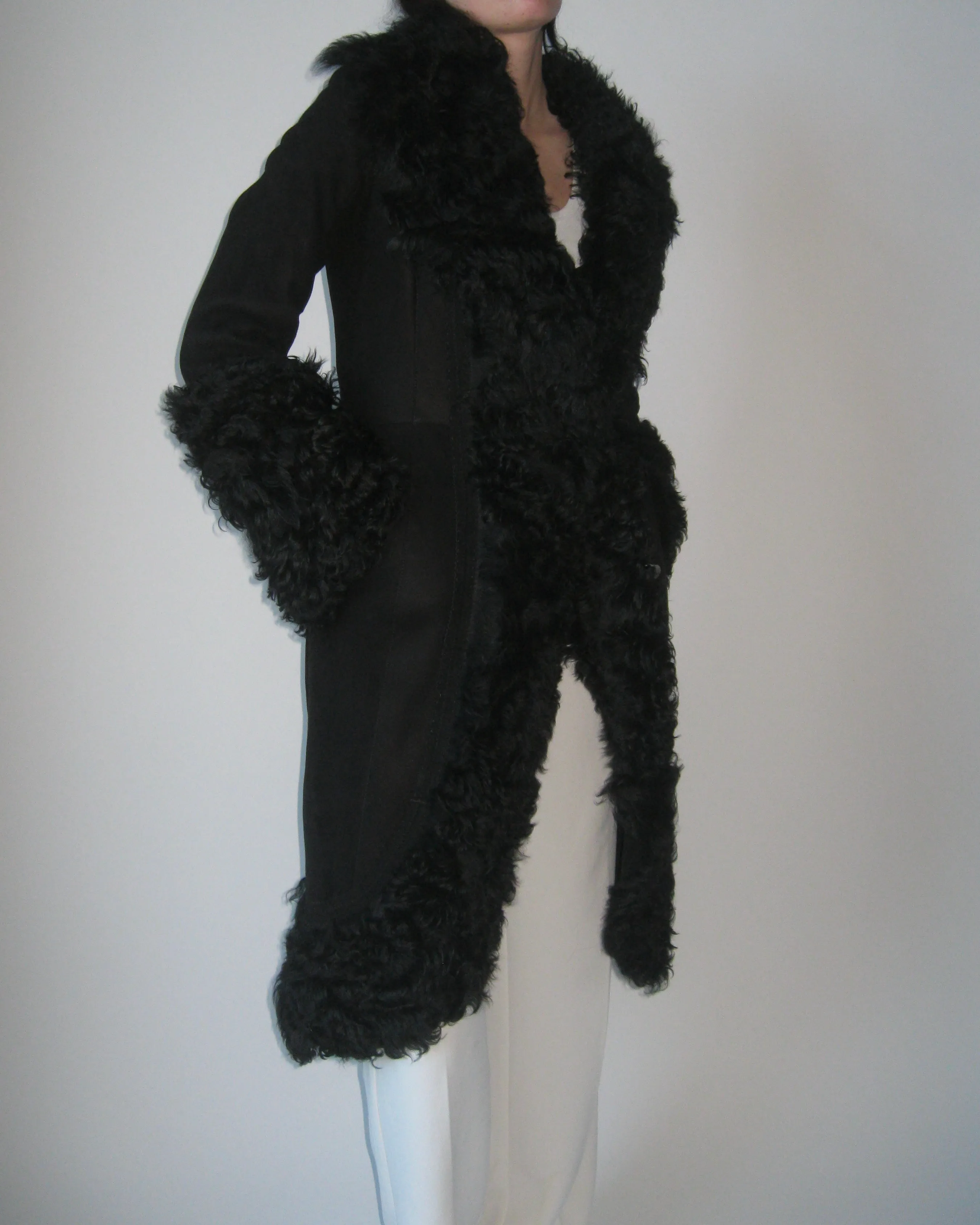 Vintage Black Shearling Coat