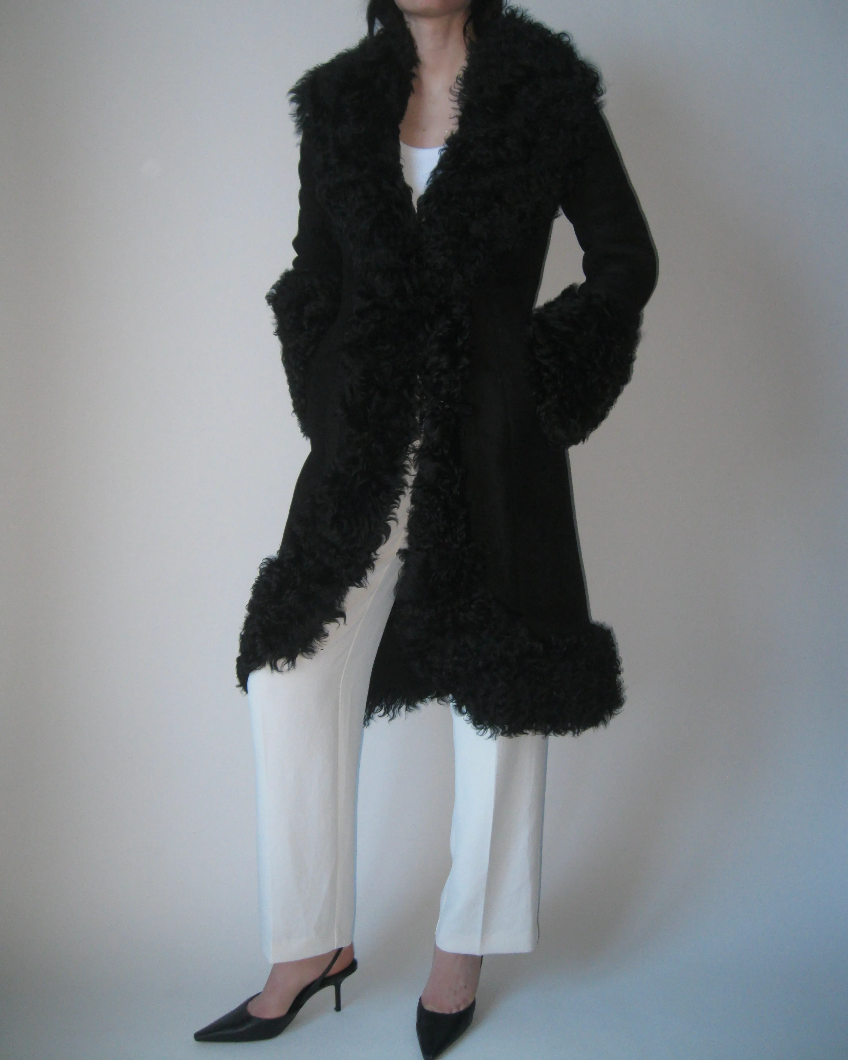 Vintage Black Shearling Coat