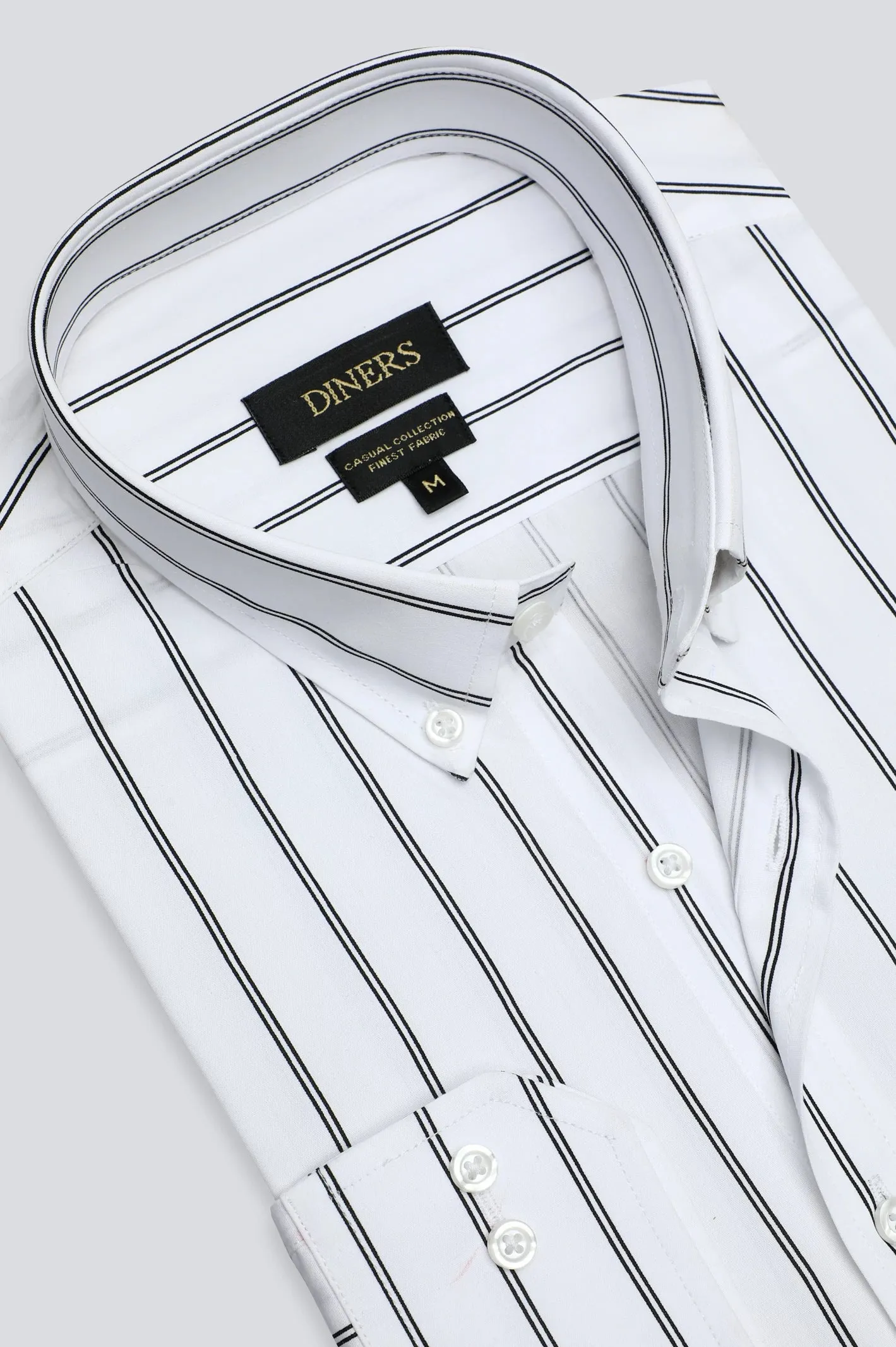 White Broad Stripe Casual Shirt