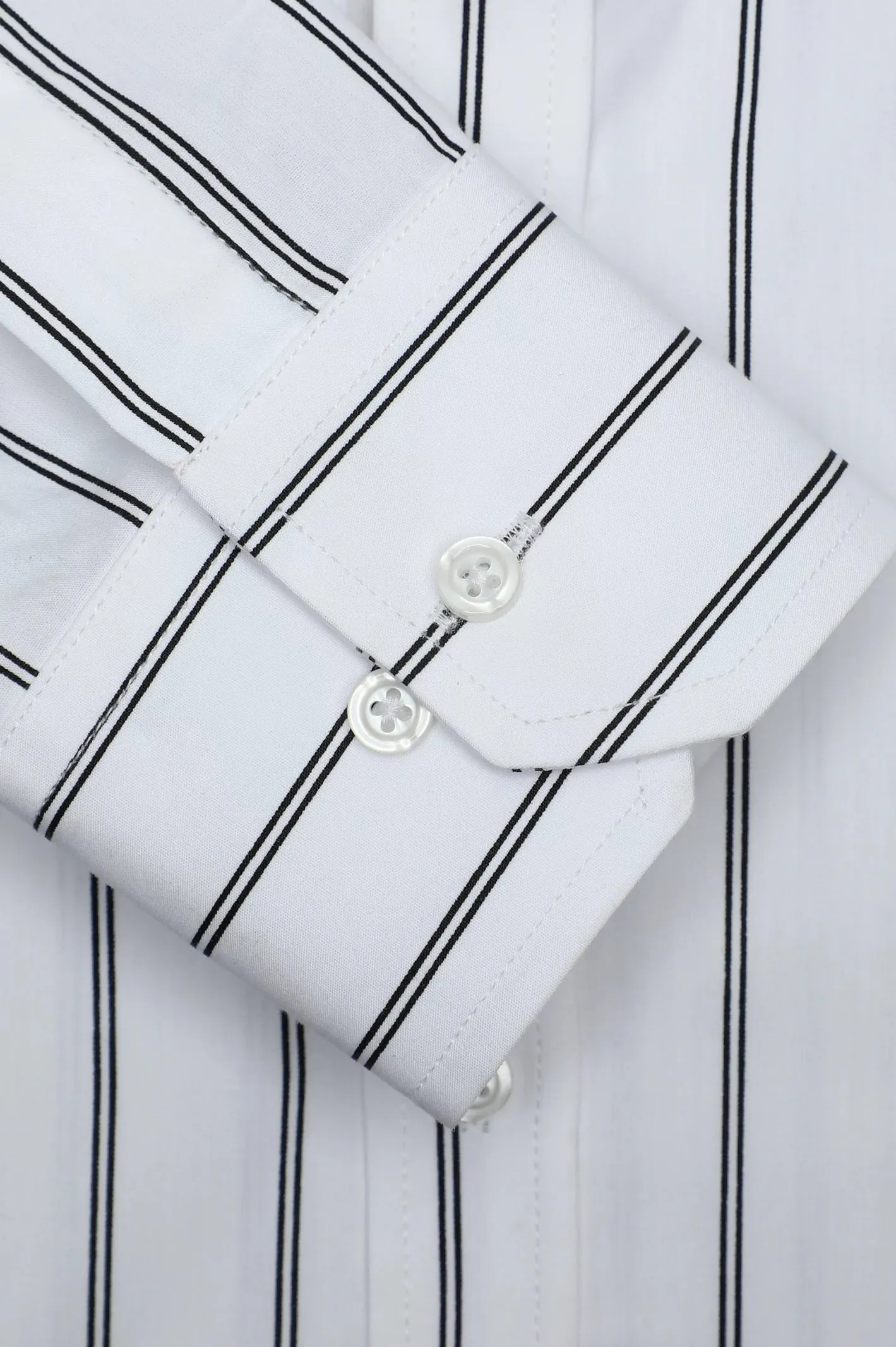 White Broad Stripe Casual Shirt