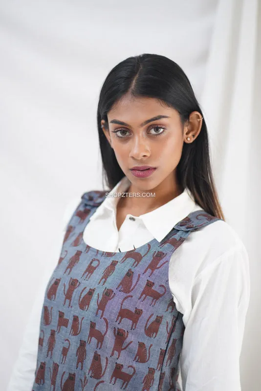 White Cotton Shirt With Denim Jumpsuit