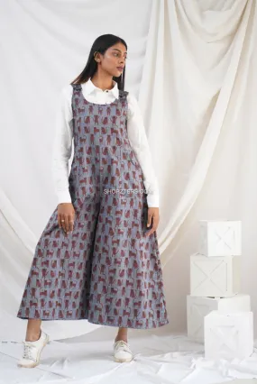 White Cotton Shirt With Denim Jumpsuit