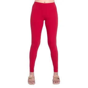 Women Red Breathable Long Length Legging