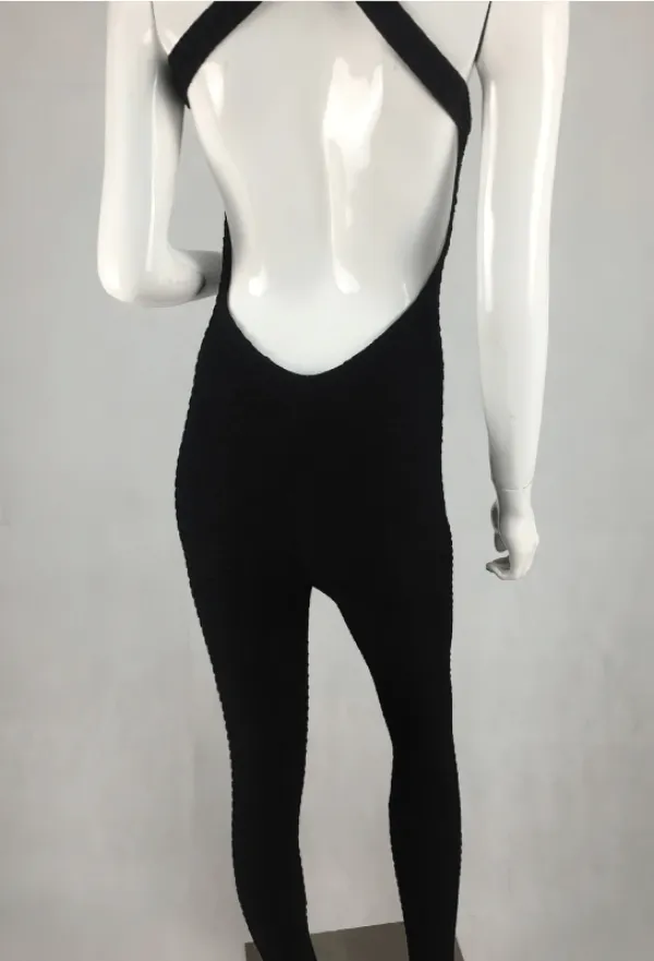 Women's Textured Open-Back Yoga Jumpsuit - SF0118