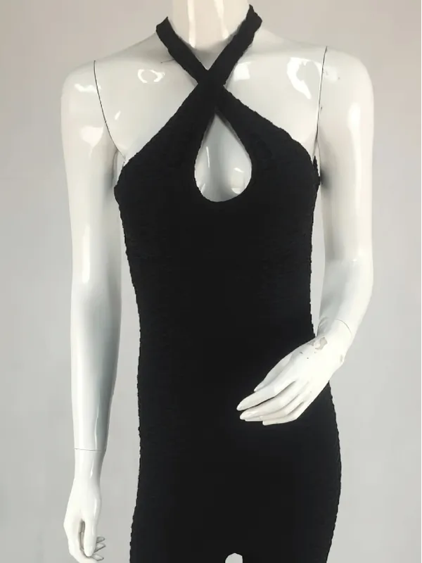 Women's Textured Open-Back Yoga Jumpsuit - SF0118