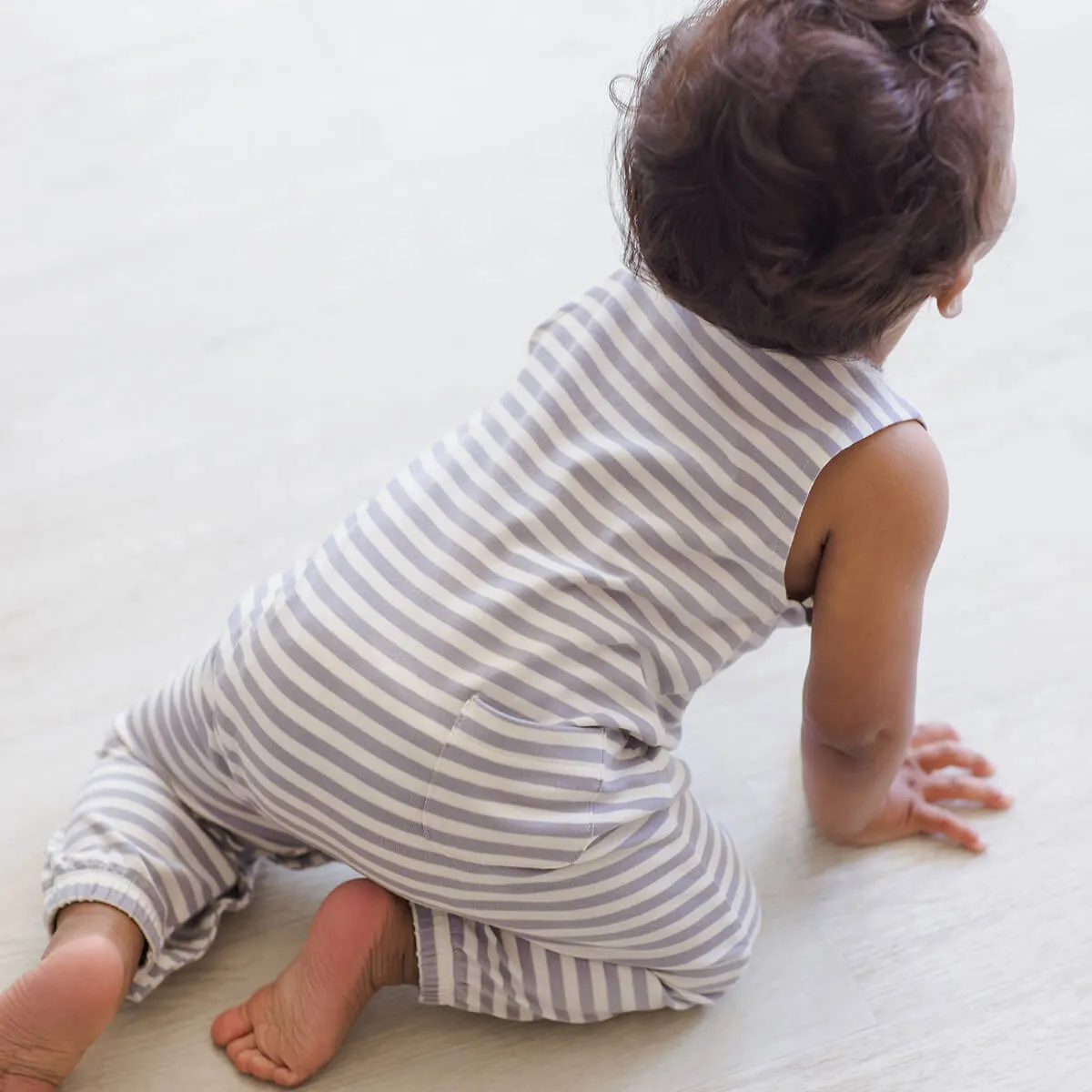 Woven Jumpsuit in Sky Stripe by Quincy Mae