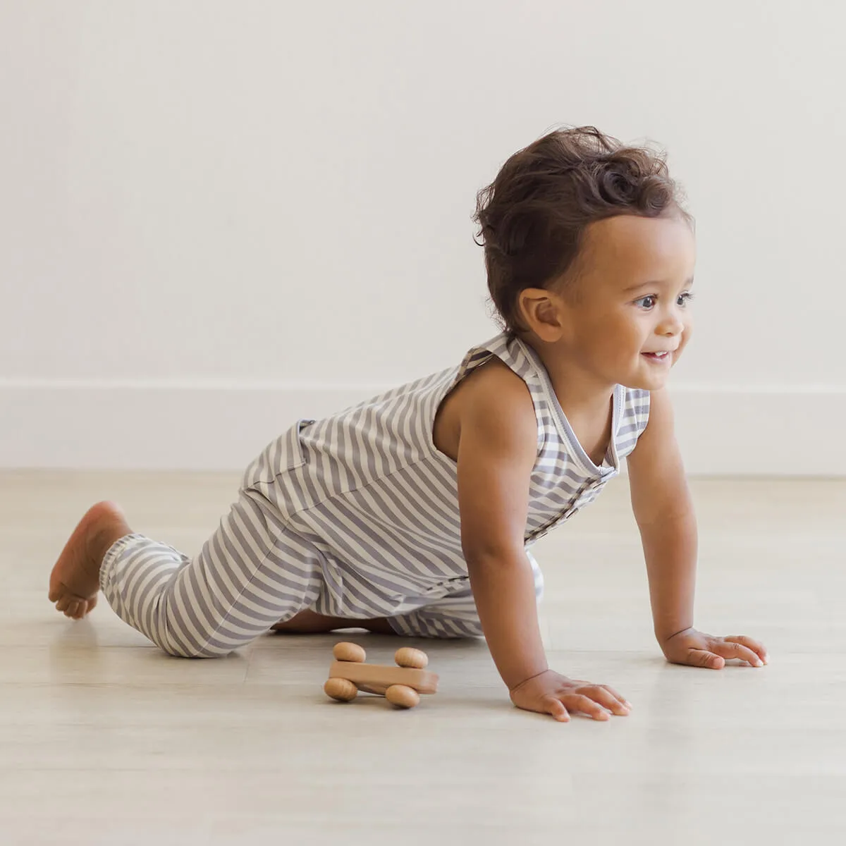 Woven Jumpsuit in Sky Stripe by Quincy Mae