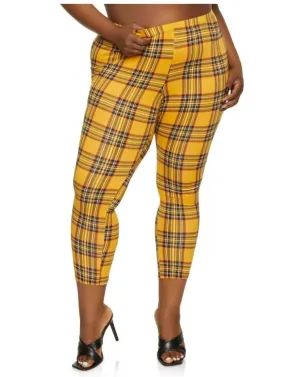 Yellow plaid leggings