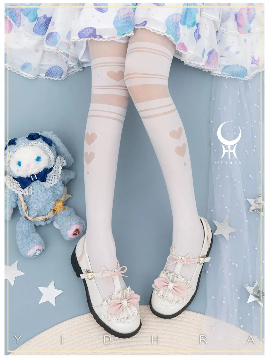 Yidhra~Enchanting Magic~Sweet Lolita Pantyhose Heart Hollow Out Thin Tights
