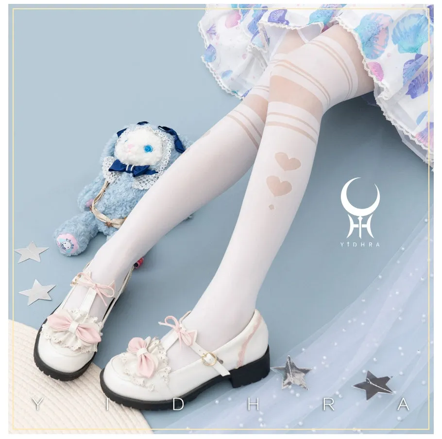 Yidhra~Enchanting Magic~Sweet Lolita Pantyhose Heart Hollow Out Thin Tights