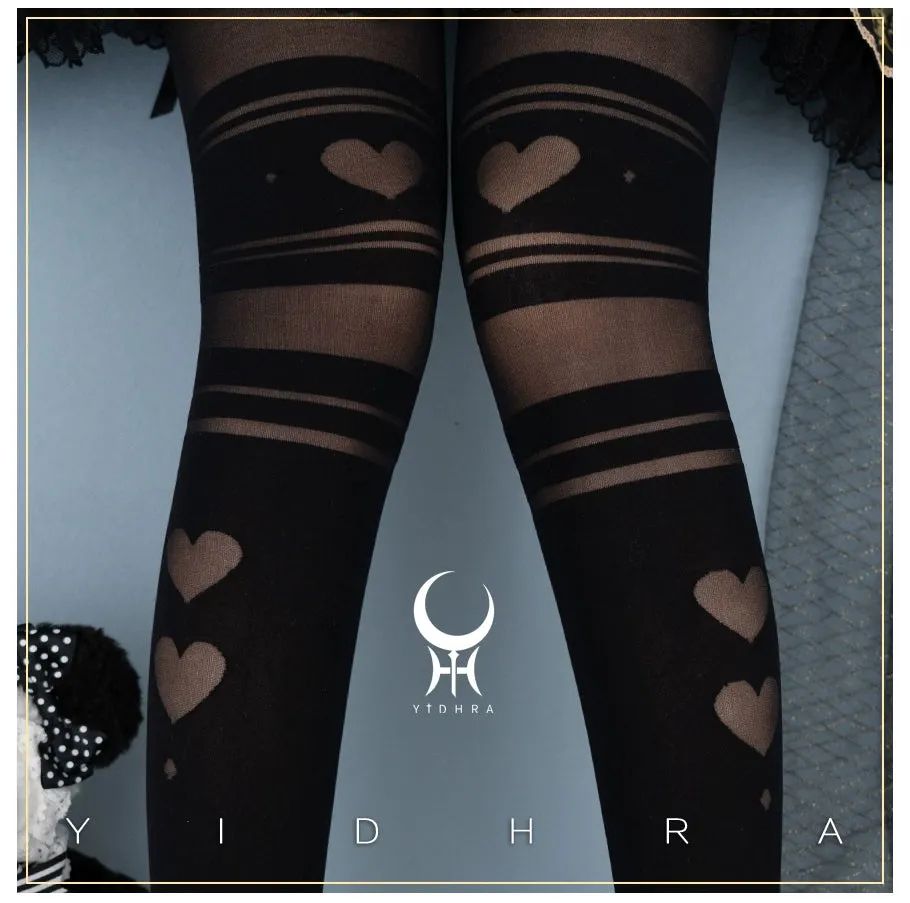Yidhra~Enchanting Magic~Sweet Lolita Pantyhose Heart Hollow Out Thin Tights