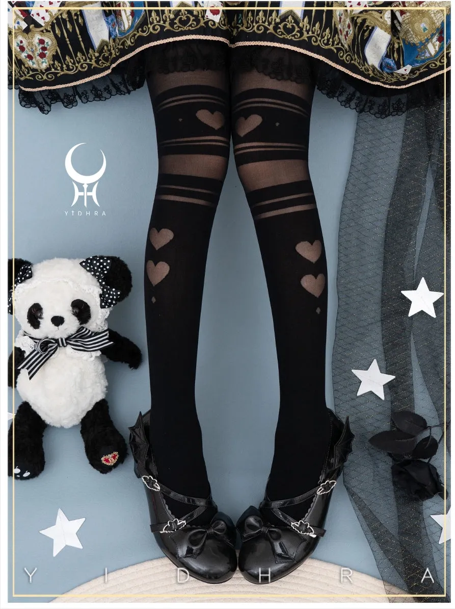 Yidhra~Enchanting Magic~Sweet Lolita Pantyhose Heart Hollow Out Thin Tights