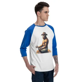 Zen, Yoga Sasquatch, Bigfoot, 3/4 Sleeve Baseball Shirt
